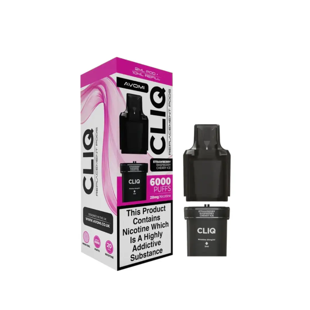 Avomi Cliq 6K Strawberry Raspberry Cherry Ice Refill Pods