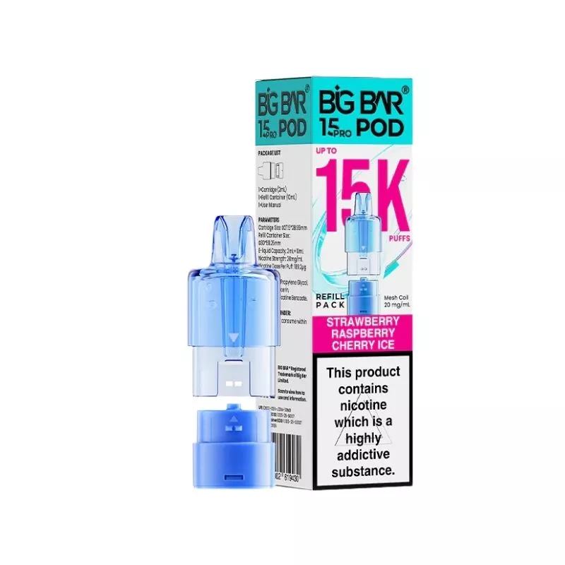 Big Bar Pro 15K Strawberry Raspberry Cherry Ice Refills