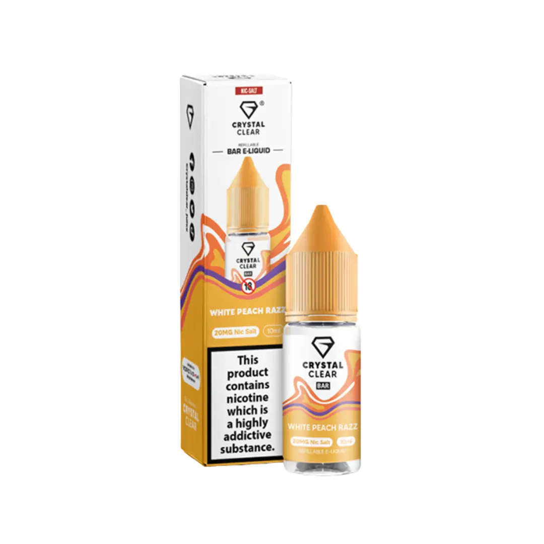 Crystal Clear White Peach Razz 10ml Nic Salt E-liquid