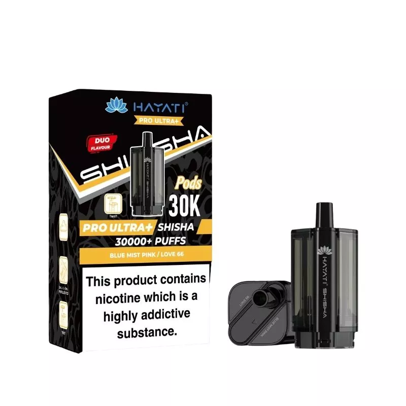 Hayati Pro Ultra Plus Shisha 30000 Blue Mist Pink / Love 66 Pods