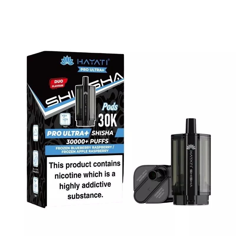 Hayati Pro Ultra Plus Shisha 30000 Frozen Blueberry Raspberry / Frozen Apple Raspberry Pods