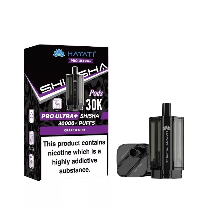 Hayati Pro Ultra Plus Shisha 30000 Grape & Mint Pods