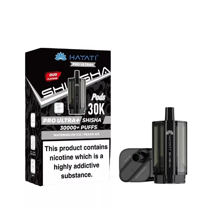 Hayati Pro Ultra Plus Shisha 30000 Watermelon Ice / Peach Ice Pods